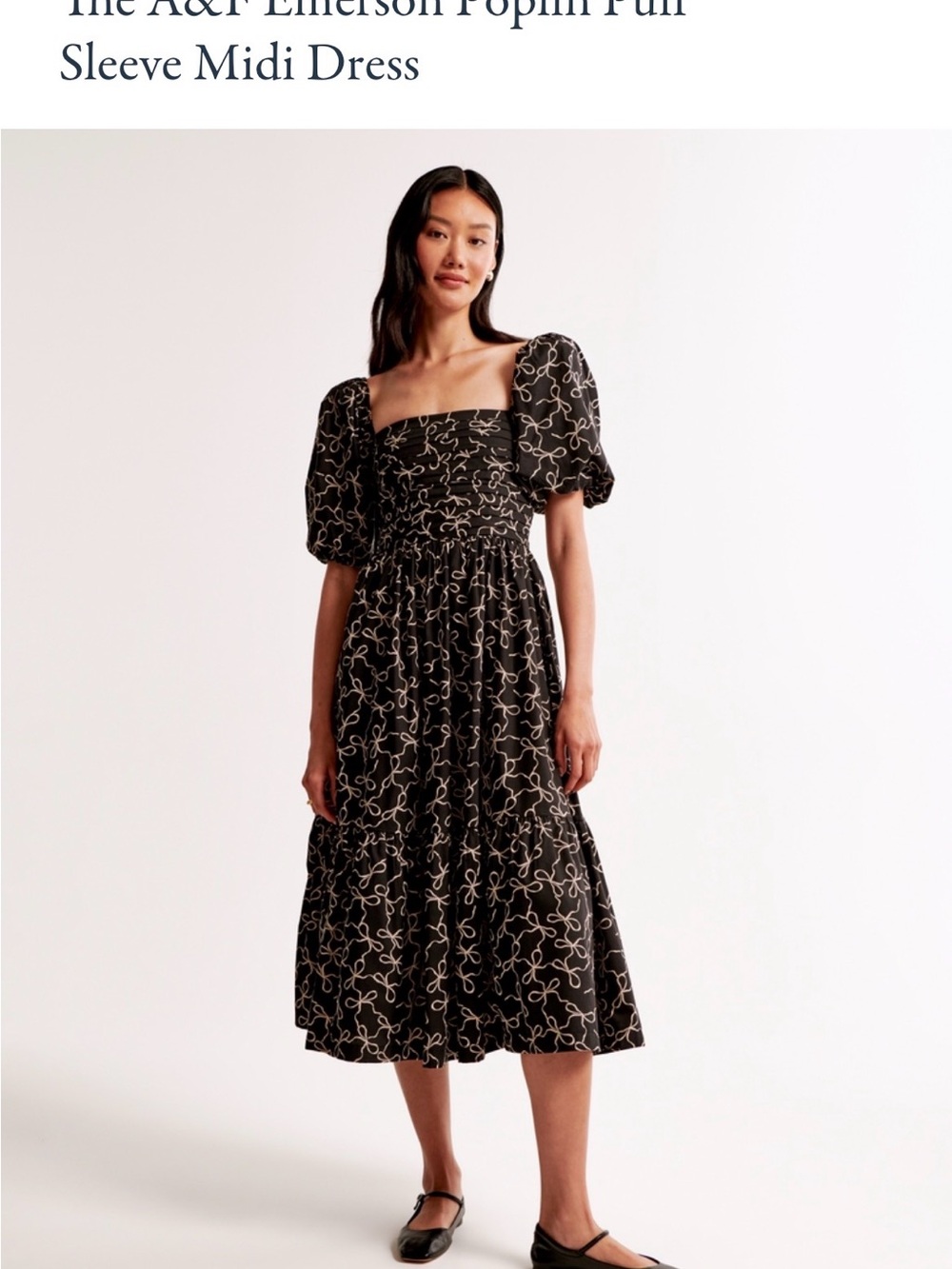 Abercrombie & Fitch Black Midi Dress with Cream Swirl Print - Picture 4 of 13